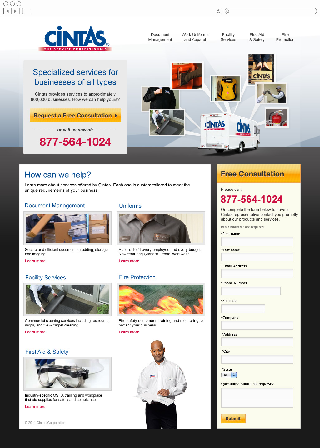 Cintas YouTube landing page