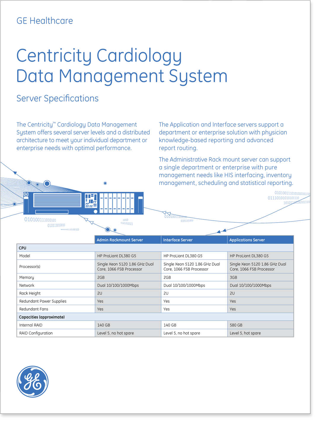 Centricity Cardiology data management system specification sheet