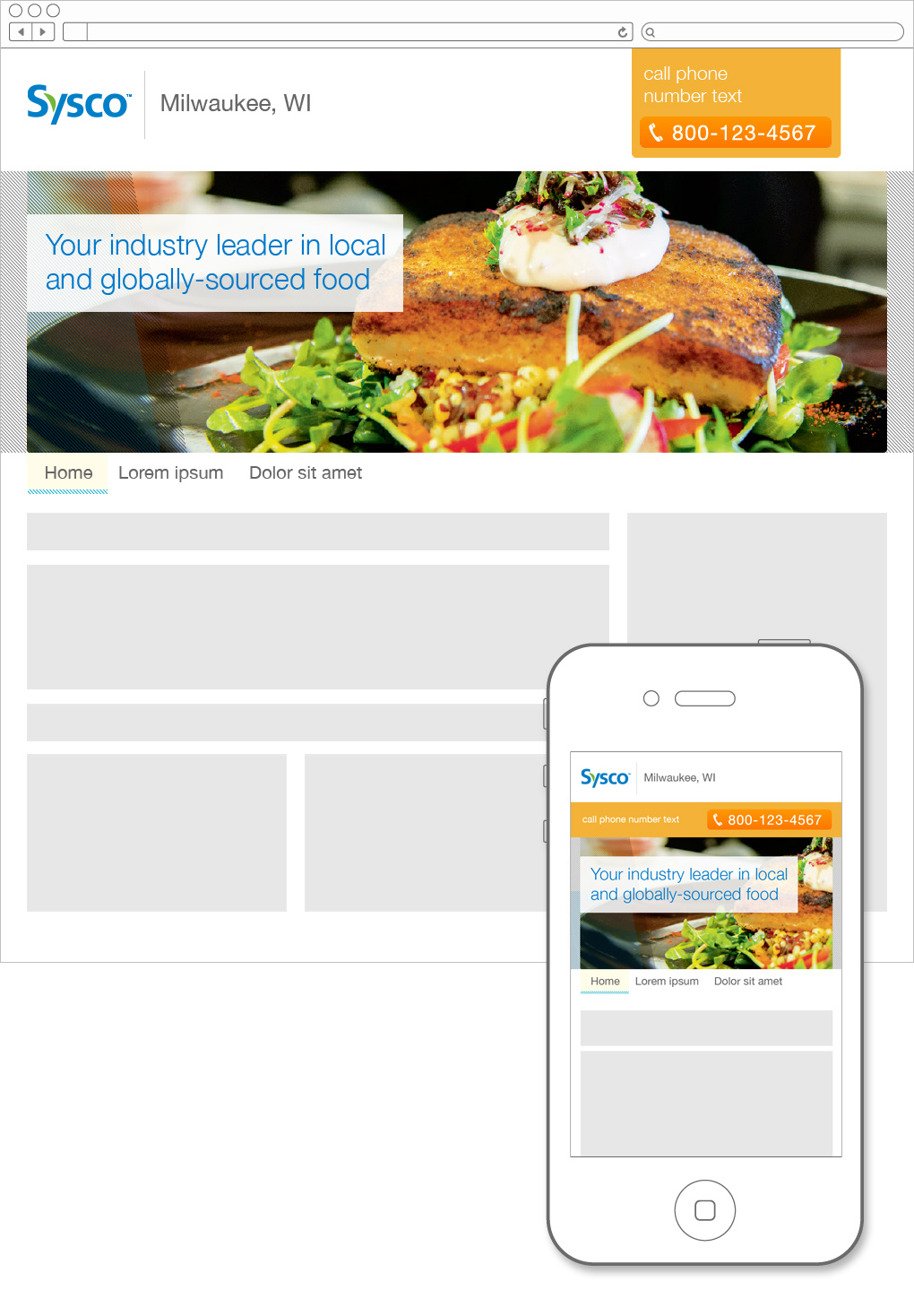 Sysco desktop and mobile website concepts